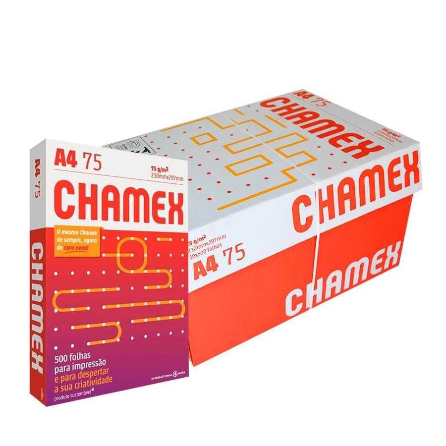Papel Sulfite A4 Chamex Office 75g 210 x 297mm – Caixa com 10 Resmas – 5000 Folhas