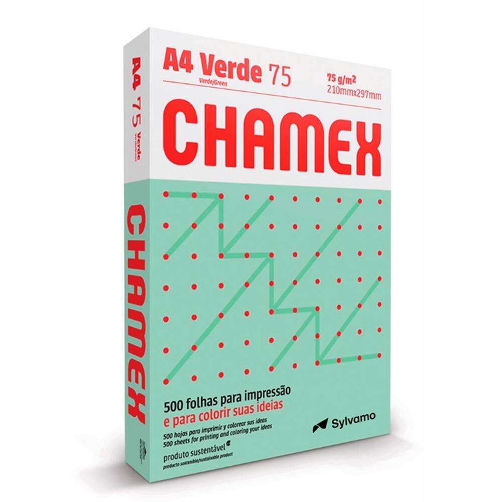Papel Sulfite A4 Chamex Verde 75g 210 x 297mm – Caixa com 10 Resmas – 5000 Folhas
